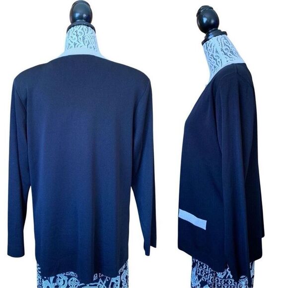 Misook Open Knit Gold Trim Cardigan Black Size M - Picture 10 of 12